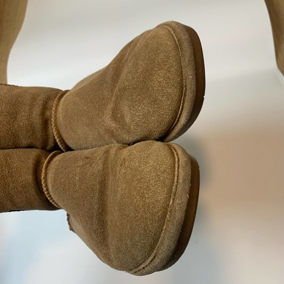 Bearpaw Womens Emma Short Suede Boots Size 7 Tan/Brown Sheepskin Wool - Picture 7 of 16